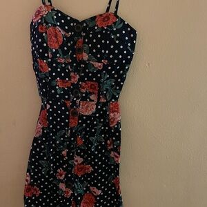 Purple Snow Black Floral Mini Dress